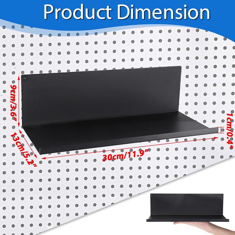 Kokone Medium Magnetic Pegboard Shelves 6 Pack - Steel, Black - Pegboard Accessories for Storage & Display - Image 3